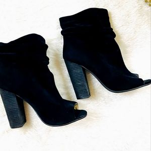 Chinese Laundry Laurel Black Suede Peep Toe Bootie